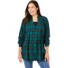 Woman Within Plus Size Flannel Tunic With Layered Look(Rich Jade Plaid)