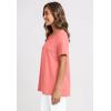 Woman Within Plus Size Lattice Neck Tee – 4X, Sweet Coral