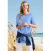 Woman Within Plus Size Perfect Cuffed Elbow-Sleeve Boat-Neck Tee(Azure Blue)