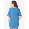 Woman Within Plus Size Perfect Cuffed Elbow-Sleeve Boat-Neck Tee(Azure Blue)
