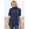 Woman Within Plus Size Ribbed Short Sleeve Turtleneck(Black)