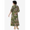 Woman Within Plus Size Roll-Tab Sleeve Crinkle Shirtdress(Dark Basil Floral)
