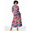 Woman Within Plus Size Roll-Tab Sleeve Crinkle Shirtdress(Deep Claret Batik)