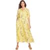 Woman Within Plus Size Roll-Tab Sleeve Crinkle Shirtdress(Delicate Pink Sweet Toss)