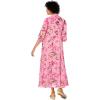 Woman Within Plus Size Roll-Tab Sleeve Crinkle Shirtdress(Delicate Pink Sweet Toss)
