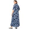 Woman Within Plus Size Roll-Tab Sleeve Crinkle Shirtdress(Primrose Yellow Leaf)
