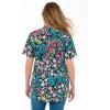 Woman Within Plus Size Short-Sleeve Cotton Campshirt(Navy Floral Patchwork)