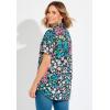 Woman Within Plus Size Short-Sleeve Cotton Campshirt(Navy Floral Patchwork)