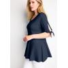 Woman Within Plus Size Three-Quarter Tie-Sleeve Tunic(Navy)