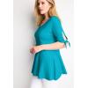 Woman Within Plus Size Three-Quarter Tie-Sleeve Tunic(Pretty Turquoise)