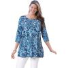 Woman Within Plus Size 2-Pocket Swing Tunic(White Blue Batik)
