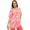 Woman Within Plus Size Blouson Peasant Tunic – M, Sweet Coral Tropicana