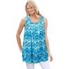 Woman Within Plus Size Swing Square Neck Pocket Tunic(Paradise Blue Batik Chevron)