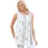 Woman Within Plus Size Swing Square Neck Pocket Tunic(White Multi Floral Toss)