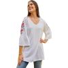 Woman Within Plus Size Three-Quarter Bell Sleeve Tunic(White Petal Embroidery)