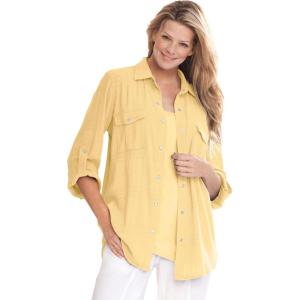 Woman Within Plus Size Cotton Gauze Bigshirt(Banana)