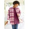 Woman Within Plus Size Fleece Flannel Snap-Front Shirt(Deep Claret Ivory Plaid)