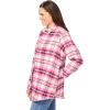 Woman Within Plus Size Fleece Flannel Snap-Front Shirt(Deep Claret Ivory Plaid)