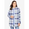 Woman Within Plus Size Fleece Flannel Snap-Front Shirt(French Blue Ivory Plaid)