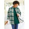 Woman Within Plus Size Fleece Flannel Snap-Front Shirt(Green Ivory Plaid)