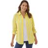 Woman Within Plus Size Perfect Long Sleeve Shirt(Primrose Yellow Sunny Stripe)