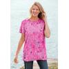 Woman Within Plus Size Perfect Printed Short-Sleeve Crewneck Tee(Blue Breezy Palms)