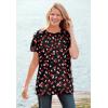 Woman Within Plus Size Perfect Printed Short-Sleeve Crewneck Tee(Emerald Tropical Bloom)