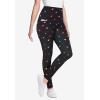 Woman Within Plus Size Tall Stretch-Cotton Knit Pull-On Printed Pocket Leggings(Black Multi Hearts)
