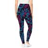Woman Within Plus Size Tall Stretch-Cotton Knit Pull-On Printed Pocket Leggings(Black Teal Lilies)