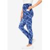 Woman Within Plus Size Tall Stretch-Cotton Knit Pull-On Printed Pocket Leggings(Blue Tie Dye)