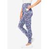 Woman Within Plus Size Tall Stretch-Cotton Knit Pull-On Printed Pocket Leggings(Navy Happy Ditsy)