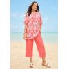 Woman Within Plus Size Wide-Leg Texture Knit Capri(Emerald Green)