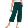 Woman Within Plus Size Wide-Leg Texture Knit Capri(Emerald Green)