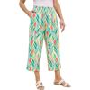 Woman Within Plus Size Wide-Leg Texture Knit Capri(Ivory Tulip Watercolor)