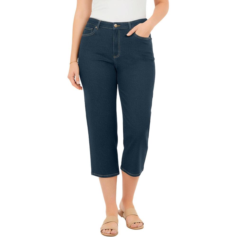 image:imageWoman Within Plus Size Clean Front Denim CapriIndigo