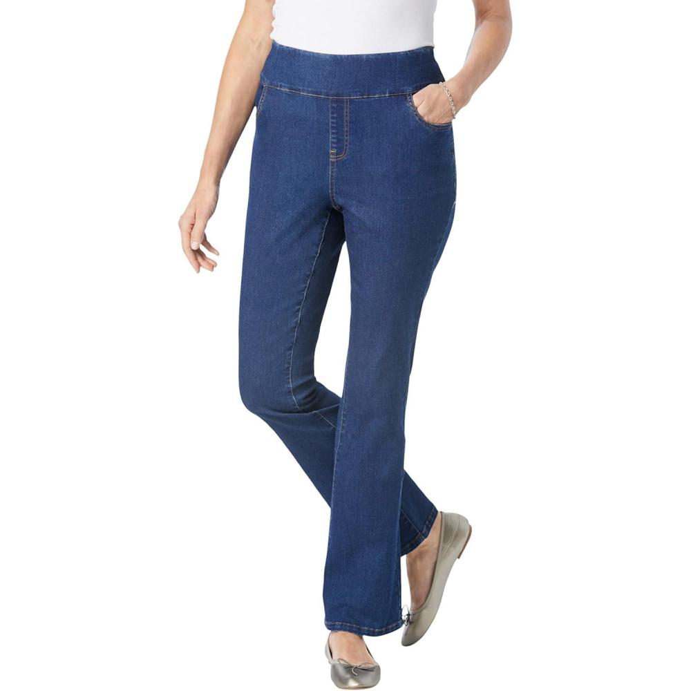 image:imageWoman Within Plus Size Flex PullOn Bootcut GapFree Stretch Denim JeansMedium Stonewash