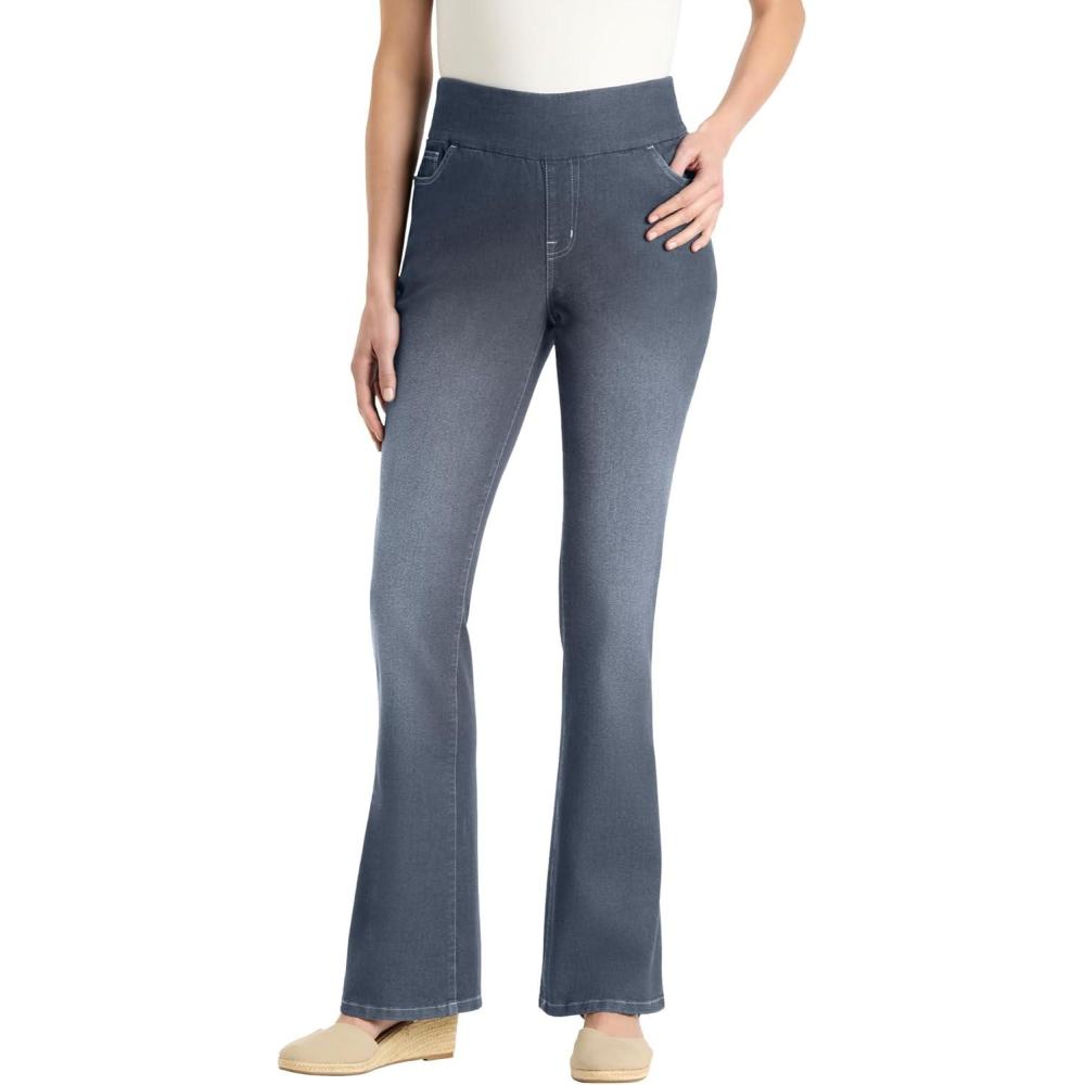 image:imageWoman Within Plus Size Flex PullOn Bootcut GapFree Stretch Denim JeansStonewash Sanded