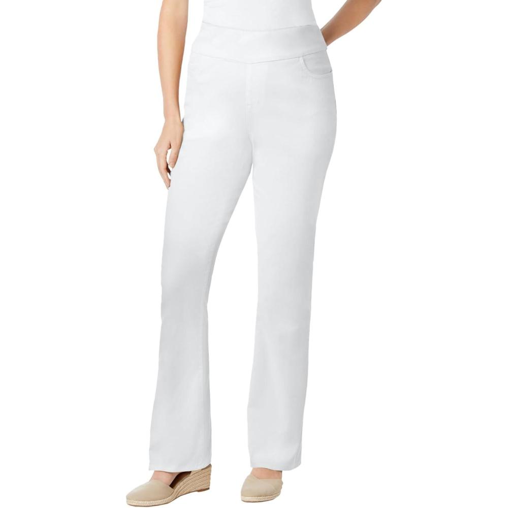 image:imageWoman Within Plus Size Flex PullOn Bootcut GapFree Stretch Denim JeansWhite