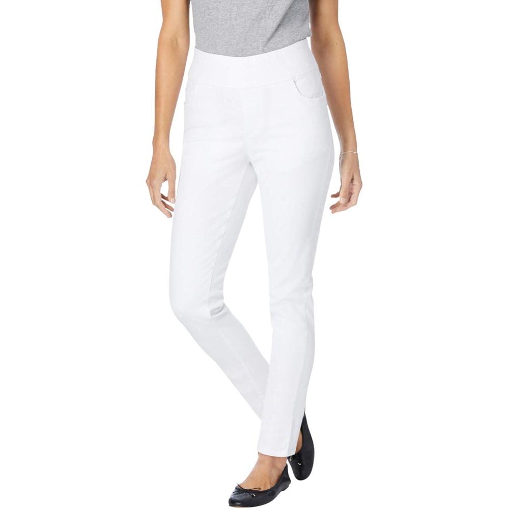 image:imageWoman Within Plus Size Flex SlimLeg PullOn GapFree StretchDenim JeansWhite