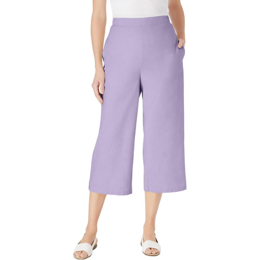 image:imageWoman Within Plus Size Linen Capri Petite AvailablePale Lilac