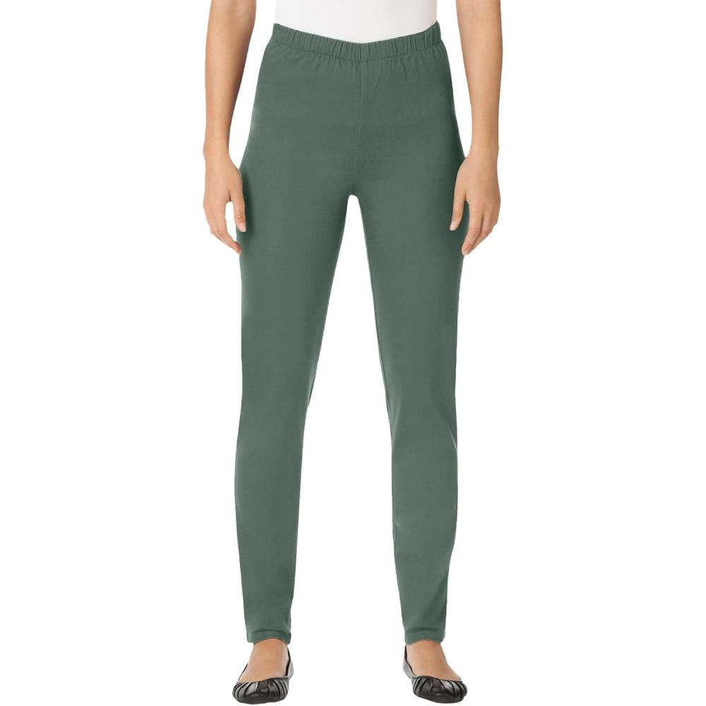 image:imageWoman Within Plus Size Petite PullOn ElasticWaist Stretch Fineline Denim Jeans  24 WP Pine