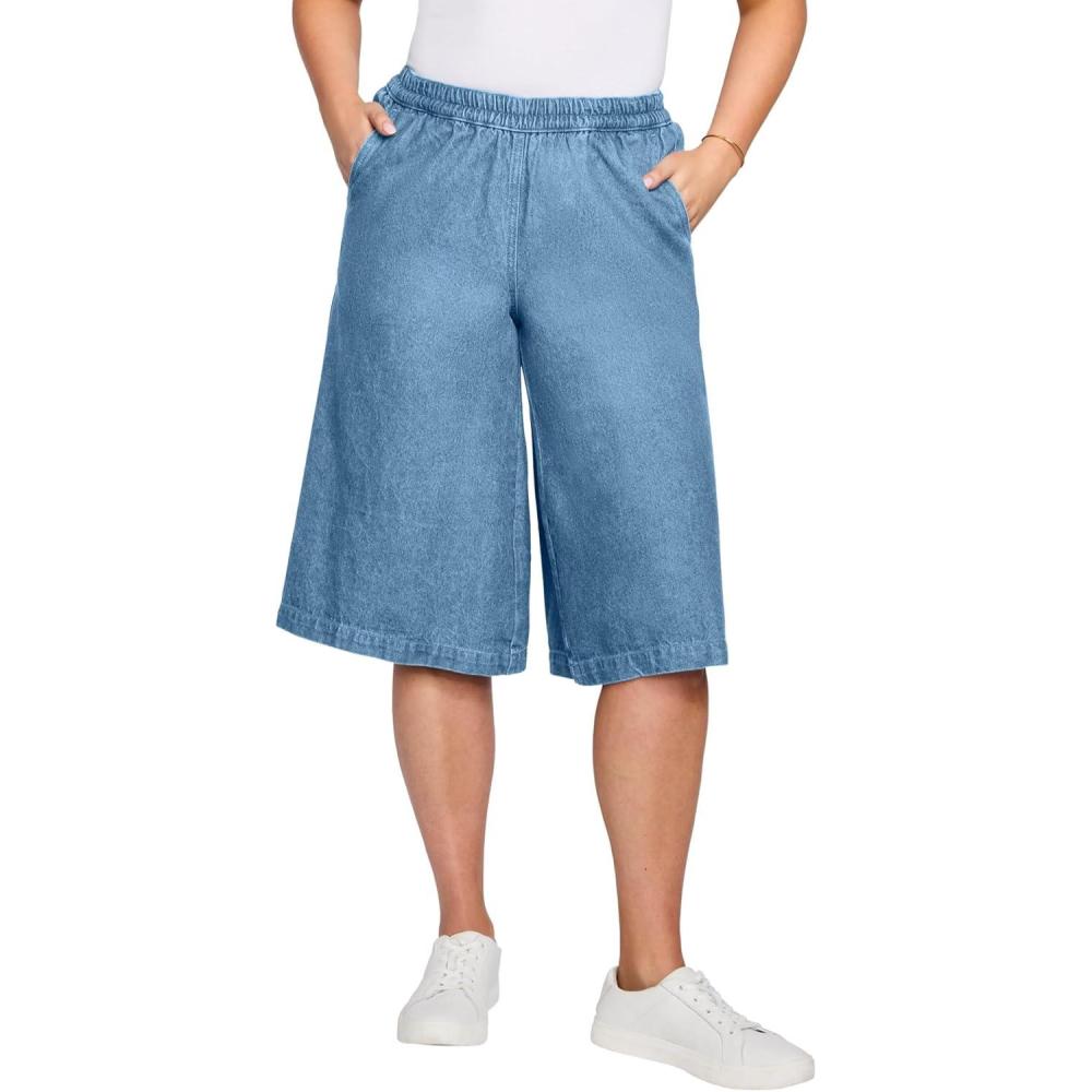image:imageWoman Within Plus Size Relaxed Fit CoulotteLight Stonewash