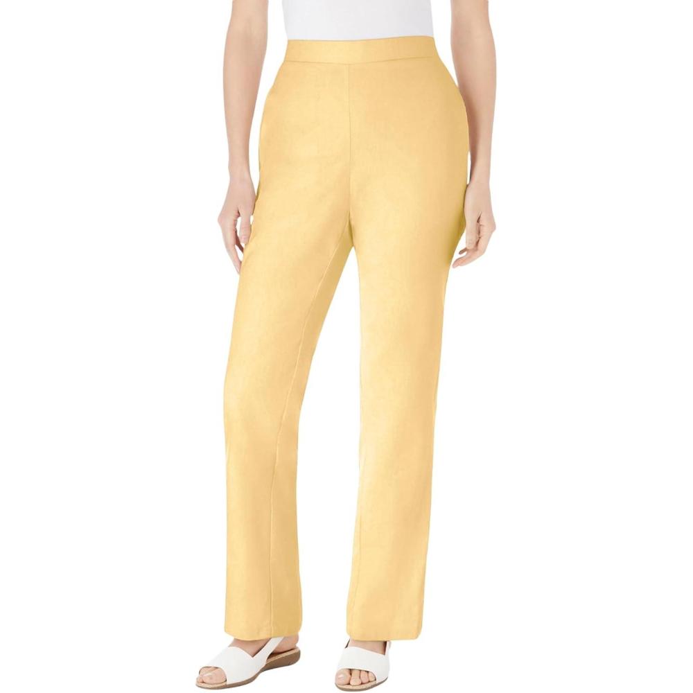 image:imageWoman Within Plus Size Straight Leg Linen PantBanana