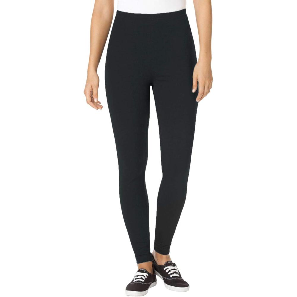 image:imageWoman Within Plus Size Tall StretchCotton Knit PullOn Leggings  5X Heather Charcoal