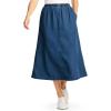 Woman Within Plus Size Petite 7-Day Elastic-Waist All-Cotton Pull-On Denim Jeans Skirt – 18 W, Navy