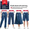 Woman Within Plus Size Petite 7-Day Elastic-Waist All-Cotton Pull-On Denim Jeans Skirt – 24 W, Navy