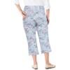 Woman Within Plus Size Petite Stretch Denim Five-Pocket Capri Jeans(Pearl Grey Vine Bloom)