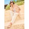 Woman Within Plus Size Straight Leg Linen Pant(White Sunset Palm)