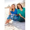 Woman Within Plus Size Stretch-Cotton Knit Pull-On Printed Capri Leggings(Black Tie Dye Palm)