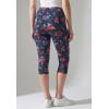 Woman Within Plus Size Stretch-Cotton Knit Pull-On Printed Capri Leggings(Navy Poppy)